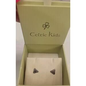 Celtic Kids By Solvar Trinity Earrings Ireland Silver Pierced
